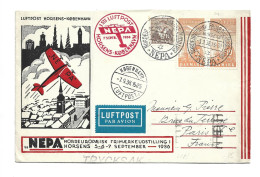 DENMARK DANMARK - AIRMAIL LUFTPOST COVER TO FRANCE - 1936 NEPA SPECIAL CANCEL FIRST 1ST FLIGHT - Luchtpostzegels