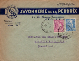 AFFRANCHISSEMENT COMPOSE SUR BELLE LETTRE A EN TETE DE BEGLES 1947 - Postal Rates