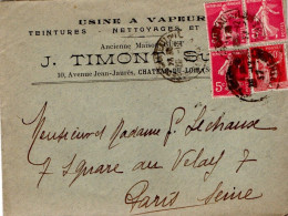 AFFRANCHISSEMENT COMPOSE SUR LETTRE A EN TETE DE CHATEAU DU LOIR SARTHE 1937 - Tariffe Postali