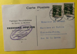 70054 - Suisse Carte Fabrique De Verres De Montres Théodore Jequier Buttes 19.04.1933 - Horloges