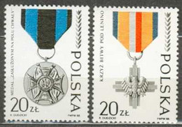 POLAND MNH ** 2971-2972 ANNIVERSAIRE ARMEE POPULAIRE. MEDAILLE DU MERITE Croix - Ongebruikt