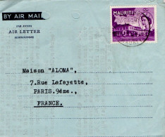MAURICE  LETTRE AVION POUR LA FRANCE 1957 - Maurice (1968-...)
