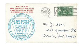 UNITED STATES OF AMERICA USA - 1953 NEW CASTLE PENNSYLVANIA STAMP CLUB COVER TO CANADA - Lettres & Documents