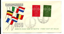 Eerste Dag 1959 6 2 STAMPS EUROPA Nederland 12 + 30c - FDC