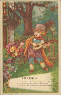 CASTELLI SIGNED 1930s POSTCARD - KID & MUSIC & HORSE & FLOWERS - AMAPOLA - EDIZIONE FRANCHI  (5329) - Castelli