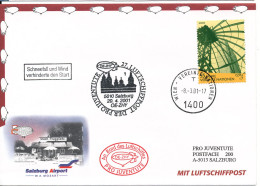 Austria UN Vienna AIRSHIP MAIL Pro Juventute Number 27 Wien 8-3-2001 Salzburg 20-4-2001 With More Postmarks - New York/Geneva/Vienna Joint Issues