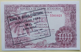 GUINEE EQUATORIALE - Billet De 1000 Bipkwele Sur 100 Pesetas. 21-10-1980. Pick: 18. NEUF - Equatoriaal-Guinea