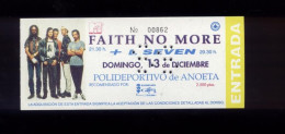 Faith No More + L Seven San Sebastián 1992   Concert Ticket New - Biglietti D'ingresso