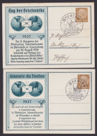 PP122 C35/04 C36/03, O, "Tag Der Briefmarke 1937", 2 Versch. Varianten, Je Pass. SSt. "Breslau" - Privat-Ganzsachen