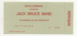 Jack Bruce  San Sebastián  1975  Concert Ticket New - Biglietti D'ingresso
