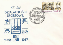 Poland Postmark D87.09.26 GDANSK.A01kop: Sport KKS Gedania 65 Y. (analogous) - Stamped Stationery
