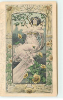 N°21310 - Art Nouveau - Pinkawa - MM Vienne N°122 - Jeune Femme Au Milieu De Tournesols - Pinkawa