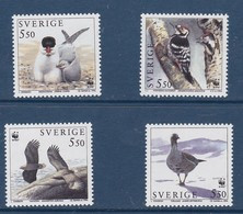 PROTECTED BIRDS OF SWEDEN SUEDE SCHWEDEN 1994 MNH MI 1847 - 1850 Caspian Tern Sea Eagle Woodpeacer Lesser Goose Slania - Águilas & Aves De Presa