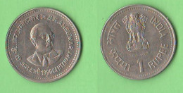 India 1 Rupee 1990 Inde Dr Ambedkar Bombay Diamond Mint Nickel Coin - Inde