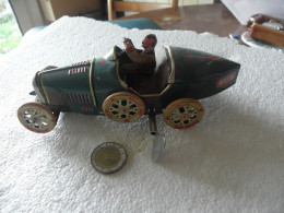 Vintage Reproduction De Voiture De Course Jouet En Tole Avec Cle  Longueur 18 Cm - Jouets Anciens