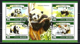 Maldives 2015 Animaux Pandas (260) Yvert N° 4841 à 4844 Oblitérés Used - Malediven (1965-...)