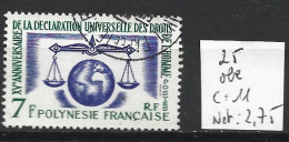 POLYNESIE FRANCAISE 25 Oblitéré Côte 11 € - Oblitérés