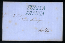 BOLIVIA. C.1860. Tupisa To Salta. EL.with Blue "TUPISA+FRANCA" Both (xxx). XF. - Bolivia