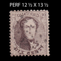 BELGIUM.1863.K.Leopold I.10c.YVERT 14c.USED.P.12 ½ X 13 ½ - 1863-1864 Medallones (13/16)