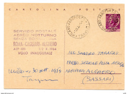 Alitalia Roma/Alghero Del 1.10.64 - Cartolina Postale Lire 25 - Poste Aérienne