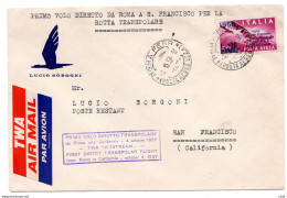 T.W.A. I° Volo Polare Roma/San Francisco - Aerogramma - Airmail