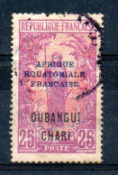 OUBANGUI  CHARI -- Timbre Oblitéré 25 C Lilas-rose Et Rouge - Autres - Afrique