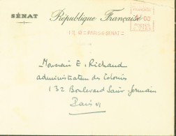 Guerre 40 Sénat République Française Machine à Affranchir EMA C.2363 1F 1 VI 40 PARIS 6 SENAT - 2. Weltkrieg 1939-1945