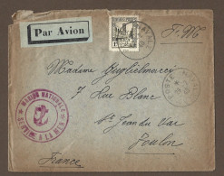 !!! TUNISIE, LETTRE FM PAR AVION POUR LA FRANCE DE 1940, CACHET MARINE NATIONALE, SERVICE A LA MER - Posta Aerea