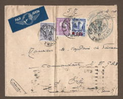 !!! TUNISIE, LETTRE PAR AVION DE LA PECHERIE, BIZERTE POUR LA FRANCE DE 1937, CACHET MARINE NATIONALE, SERVICE A LA MER - Airmail