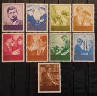 ADEN-MAHRA-SOUTH ARABIA- EN MEMORIA DE J. F. KENNEDY SERIE DE 9 VALORES DENTADOS MNH** - Emiratos Árabes Unidos