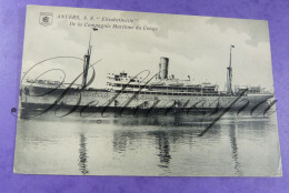 Antwerpen Belgisch Congo S.S. Elisabethville Compagnie Belge C.B. X 2 Cpa - Steamers