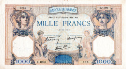 FRANCE -- Biillet De Banque De France 1 000 Francs "  Cérès Et Mercure " - 1 000 F 1927-1940 ''Cérès E Mercure''