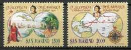 San Marino 1992 500 Jahre Entdeckung Amerikas - III (**)  Mi 1493-04; Y&T 1284-85 - € 7,50 - Christophe Colomb