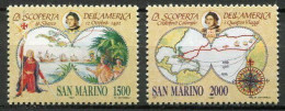 San Marino 1992 500 Jahre Entdeckung Amerikas - III (**)  Mi 1493-04; Y&T 1284-85 - € 7,50 - Christoph Kolumbus