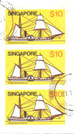 Singapore 1980, Basic Serie, Mi. 354y, Top Value 10$ Triple Piece, Very Clean Cancellation   Mi. 16,50 - Singapour (1959-...)