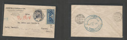 COLOMBIA. 1921 (26 Sept) Manizales - Switzerland, Geneva (24 Oct) Registered Provisional Issue + R-label 10c Blue, Cance - Colombia