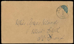 D.W.I.. 1903 (13 Feb). St Thomas - St Croix. Bisected 4 Ore Stamp / Cds. Transits Reverse. Fine. - West Indies