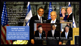 Tuvalu 2017 Shimon Peres Sheetlet Unmounted Mint. - Tuvalu (fr. Elliceinseln)