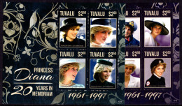 Tuvalu 2017 Anniversary Of Princess Diana's Death Sheetlet Set Unmounted Mint. - Tuvalu