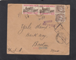 LETTRE RECOMMANDEE DE TUNIS POUR BOSTON,U.S.A.,1928. - Covers & Documents