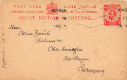 Ganzsache Irland Gelaufen 1913 Nach Oberammergau Deutschland - Postal Stationery