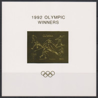Olympics 1992 - Soccer - Ski - GUYANA - S/S Gold Imperf. MNH - Zomer 1992: Barcelona