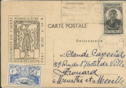 GUADELOUPE CARTE 6F POINTE A PITRE ( JDT ) POUR FROUARD ( MEURTHE ET MOSELLE ) DE 1946 LETTRE COVER - Storia Postale