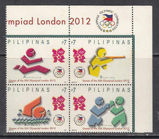 2012 Philippines London Olympics Complete Block Of 4 MNH - Philippines