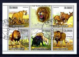 Saint Thomas Et Prince 2010 Animaux Lions (279) Yvert N° 3446 à 3450 Oblitérés Used - São Tomé Und Príncipe