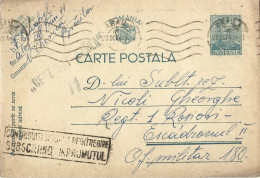 ROMANIA 1941 POSTCARD, CENSORED BRAILA, OPM 180, COMMUNIST PROPAGANDA STAMP, POSTCARD STATIONERY - World War 2 Letters