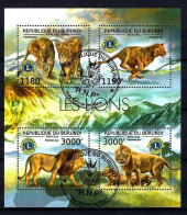 Animaux Lions Burundi 2012 (283) Yvert N° 1702 à 1705 Oblitérés Used - Gebraucht