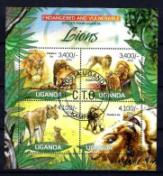 Ouganda 2012 Animaux Lions (287) Yvert N° 2470 à 2473 Oblitérés Used - Ouganda (1962-...)