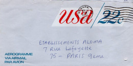 USA ETATS UNIS AEROGRAMME POUR LA FRANCE 1976 - Brieven En Documenten