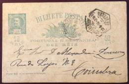 Portugal, Entier-carte De LISBOA CENTRAL 20.6.1896 - (N196) - Entiers Postaux